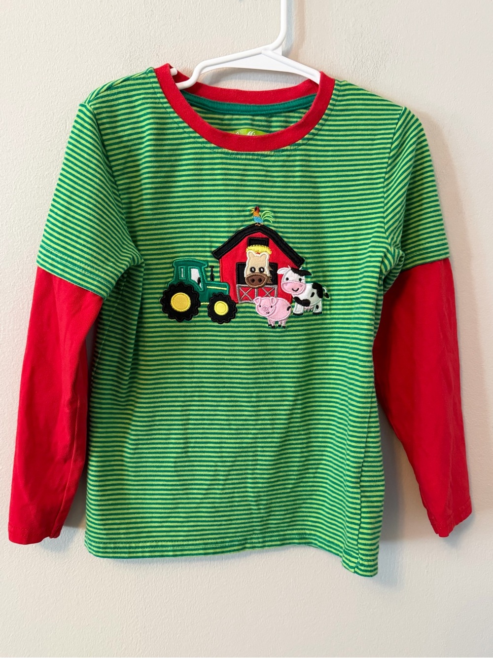 Be Mine Green & Red Farm Patch Long-Sleeve Shirt
